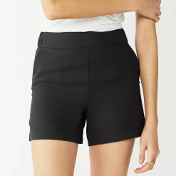 Women's Nine West Mid-Rise Pull-On Soft Shorts -Clothing Sales Store 5280255 Mineral Black