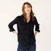 Women's Nine West Long Sleeve Structured Button-Down Shirt 2 Women's Nine West Long Sleeve Structured Button-Down Shirt -Clothing Sales Store 5284618 Black
