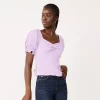 Petite Nine West Twist Front Puff Sleeve Top 1 Petite Nine West Twist Front Puff Sleeve Top -Clothing Sales Store 5491959 Enlighten Purple