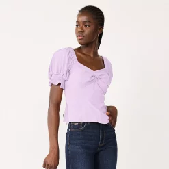 Women's Nine West Twist Front Puff Sleeve Top -Clothing Sales Store 5493540 Enlighten Purple