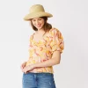 Women's Nine West Twist Front Puff Sleeve Top -Clothing Sales Store 5493540 Yellow Palm Floral