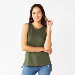 Women's Nine West Ruched Side Tank -Clothing Sales Store 5493872 Infantry Olive