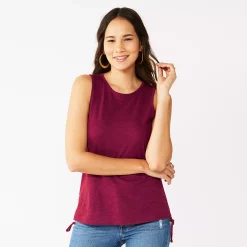 Women's Nine West Ruched Side Tank -Clothing Sales Store 5493872 Vintage Red