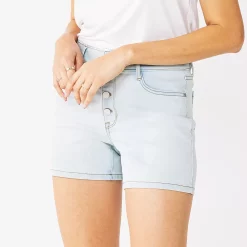 Women's Nine West Slimming Button Front High-Waisted Shorts -Clothing Sales Store 5497290 Light Wash