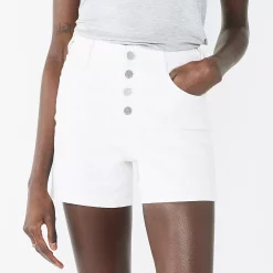 Women's Nine West Slimming Button Front High-Waisted Shorts -Clothing Sales Store 5497290 White Knight