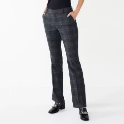 Women's Nine West Curvy Magic Waist Barely Bootcut Dress Pants -Clothing Sales Store 5500437 Dark Char Plaid