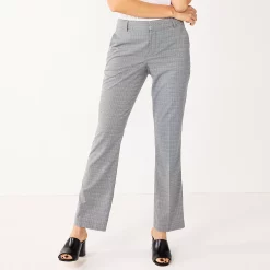 Women's Nine West Curvy Magic Waist Barely Bootcut Dress Pants -Clothing Sales Store 5500437 Grey Slub Mini Check