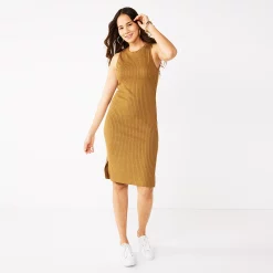 Women's Nine West Rib Crewneck Sleeveless Midi Dress -Clothing Sales Store 5520209 Alderwood