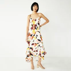 Women's Nine West Strappy Wrap Ruffle Dress -Clothing Sales Store 5524649 White Floral