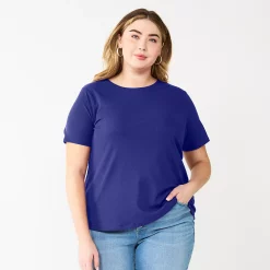 Plus Size Nine West Essential Crewneck Tee -Clothing Sales Store 5525951 Clara Purple Rib