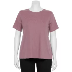 Plus Size Nine West Essential Crewneck Tee -Clothing Sales Store 5525951 Mauve Jewel Rib