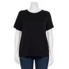 Plus Size Nine West Essential Crewneck Tee -Clothing Sales Store 5525951 Mineral Black