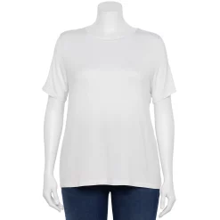 Plus Size Nine West Essential Crewneck Tee -Clothing Sales Store 5525951 Modern White