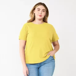 Plus Size Nine West Essential Crewneck Tee -Clothing Sales Store 5525951 Santa Cruz Yellow