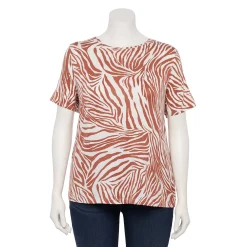 Plus Size Nine West Essential Crewneck Tee -Clothing Sales Store 5525951 Summer Zebra