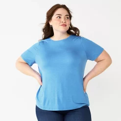 Plus Size Nine West Essential Crewneck Tee -Clothing Sales Store 5525951 Val Blue