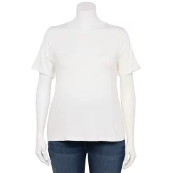 Plus Size Nine West Essential Crewneck Tee -Clothing Sales Store 5525951 White Knight