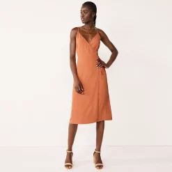 Women's Nine West Strappy Wrap Midi Dress -Clothing Sales Store 5531473 Pecan Crust