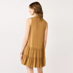 Women's Nine West Button-Front Tiered Drop-Waist Dress -Clothing Sales Store 5531674 ALT