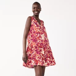 Women's Nine West Button-Front Tiered Drop-Waist Dress -Clothing Sales Store 5531674 Spot Texture