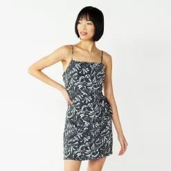 Women's Nine West Side-Tie Faux Wrap Mini Dress -Clothing Sales Store 5532368 Tropical Shapes