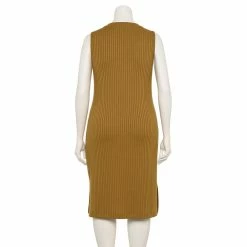 Plus Size Nine West Ribbed Crewneck Midi Dress -Clothing Sales Store 5532370 ALT