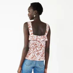 Women's Nine West Squareneck Ruffle Tank -Clothing Sales Store 5532424 ALT