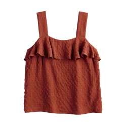 Women's Nine West Squareneck Ruffle Tank -Clothing Sales Store 5532424 ALT5