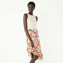 Women's Nine West Asymmetrical Midi Skirt -Clothing Sales Store 5538810 Abstract Plumeria