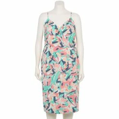 Plus Size Nine West Surplice Midi Dress 14 Plus Size Nine West Surplice Midi Dress -Clothing Sales Store 5540018 Abstract Plumeria Teal