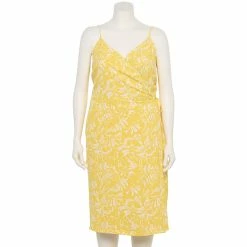 Plus Size Nine West Surplice Midi Dress 10 Plus Size Nine West Surplice Midi Dress -Clothing Sales Store 5540018 Topical Shapes Yellow
