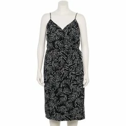 Plus Size Nine West Surplice Midi Dress 13 Plus Size Nine West Surplice Midi Dress -Clothing Sales Store 5540018 Tossed Palms Black