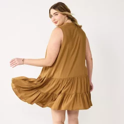 Plus Size Nine West Sleeveless Button-Front Tiered Drop Waist Dress 13 Plus Size Nine West Sleeveless Button-Front Tiered Drop Waist Dress -Clothing Sales Store 5541789 ALT