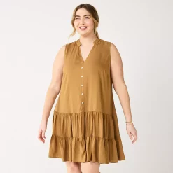 Plus Size Nine West Sleeveless Button-Front Tiered Drop Waist Dress 9 Plus Size Nine West Sleeveless Button-Front Tiered Drop Waist Dress -Clothing Sales Store 5541789 Alderwood