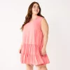 Plus Size Nine West Sleeveless Button-Front Tiered Drop Waist Dress -Clothing Sales Store 5541789 Cruz Coral