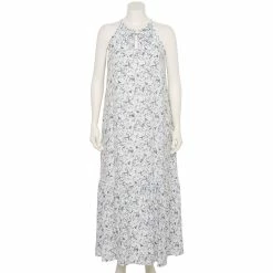 Plus Size Nine West Tiered Peasant Maxi Dress -Clothing Sales Store 5542044 Black And White Leaves