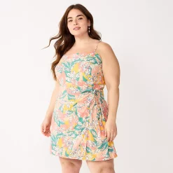 Plus Size Nine West Gathered Side-Tie Sheath Dress 10 Plus Size Nine West Gathered Side-Tie Sheath Dress -Clothing Sales Store 5547073 Crackle Leaves Coral