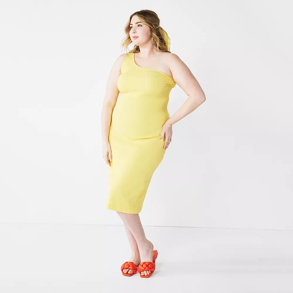 Plus Size Nine West One-Shoulder Bodycon Dress 3 Plus Size Nine West One-Shoulder Bodycon Dress - Image 2