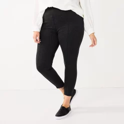 Plus Size Nine West Mid-Rise Ponte Leggings -Clothing Sales Store 5559211 Charcoal Herringbone