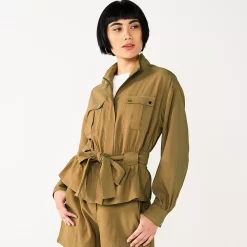 Women's Nine West Belted Utility Jacket -Clothing Sales Store 5562161 Sergio Olive