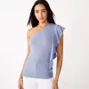 Women's Nine West One-Shoulder Flutter Sleeve Top -Clothing Sales Store 5562167 Kelly Lavender