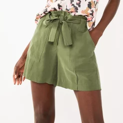 Women's Nine West High-Waisted Paperbag Utility Shorts -Clothing Sales Store 5562607 Infantry Olive