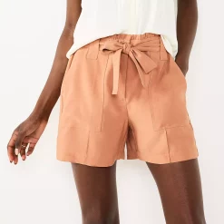 Women's Nine West High-Waisted Paperbag Utility Shorts -Clothing Sales Store 5562607 Mocha Frosting