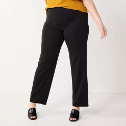 Plus Size Nine West Slimming High-Waisted Bootcut Pants -Clothing Sales Store 5563395 Charcoal Herringbone