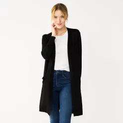 Petite Nine West High Slit Duster Cardigan -Clothing Sales Store 5568865 Black