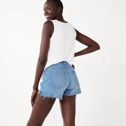 Women's Nine West High Rise Raw Hem Relaxed Denim Shorts -Clothing Sales Store 5569183 ALT