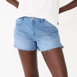 Women's Nine West High Rise Raw Hem Relaxed Denim Shorts -Clothing Sales Store 5569183 Light
