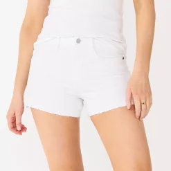 Women's Nine West High Rise Raw Hem Relaxed Denim Shorts -Clothing Sales Store 5569183 White Knight