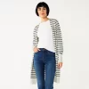 Women's Nine West High Slit Duster Cardigan -Clothing Sales Store 5569252 Black White Stripe