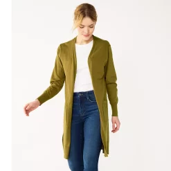 Women's Nine West High Slit Duster Cardigan -Clothing Sales Store 5569252 Sergio Olive